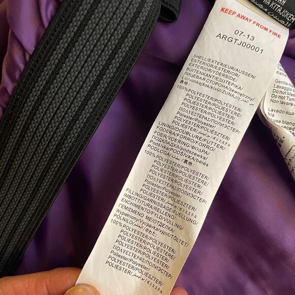 Roxy Girls 10K Hooded Insulated Ski Snow Jacket XL 16 Purple White Stripe Floral - Picture 8 of 14